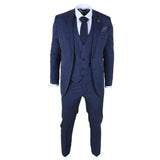 IM43 - Abito da uomo a tre pezzi gessato blu navy stile Shelby
