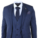 IM43 - Abito da uomo a tre pezzi gessato blu navy stile Shelby