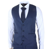 IM43 - Abito da uomo a tre pezzi gessato blu navy stile Shelby