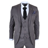 IM44 - Abito da uomo a tre pezzi gessato grigio stile Shelby