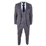 IM44 - Abito da uomo a tre pezzi gessato grigio stile Shelby