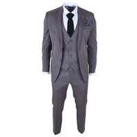 IM44 - Abito da uomo a tre pezzi gessato grigio stile Shelby