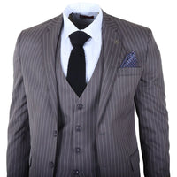 IM44 - Abito da uomo a tre pezzi gessato grigio stile Shelby