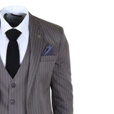 IM44 - Abito da uomo a tre pezzi gessato grigio stile Shelby