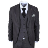 IM51 - Abito da uomo a tre pezzi a quadri color antracite, vestibilità sartoriale