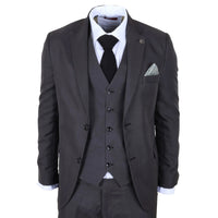 IM51 - Abito da uomo a tre pezzi a quadri color antracite, vestibilità sartoriale