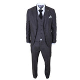 IM51 - Abito da uomo a tre pezzi a quadri color antracite, vestibilità sartoriale