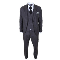 IM51 - Abito da uomo a tre pezzi a quadri color antracite, vestibilità sartoriale