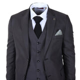 IM51 - Abito da uomo a tre pezzi a quadri color antracite, vestibilità sartoriale