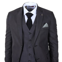 IM51 - Abito da uomo a tre pezzi a quadri color antracite, vestibilità sartoriale