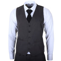 IM51 - Abito da uomo a tre pezzi a quadri color antracite, vestibilità sartoriale