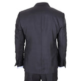 IM51 - Abito da uomo a tre pezzi a quadri color antracite, vestibilità sartoriale