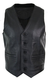Infinity 153 Napa - Mens Real Leather Gilet Waistcoat Classic Vintage Retro Black