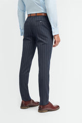 Invincible - Pantaloni gessati blu navy da uomo