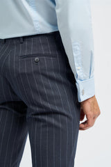 Invincible - Pantaloni gessati blu navy da uomo