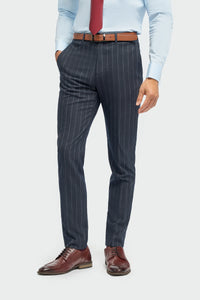 Abito da uomo 3 pezzi, a righe blu navy, classico vintage retrò anni '20, su misura, da sposa