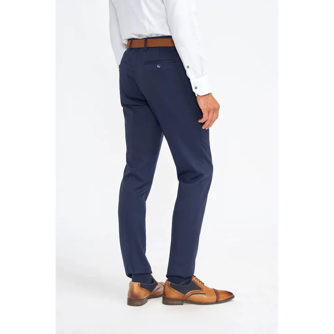 James - Pantaloni formali da uomo in lana blu navy