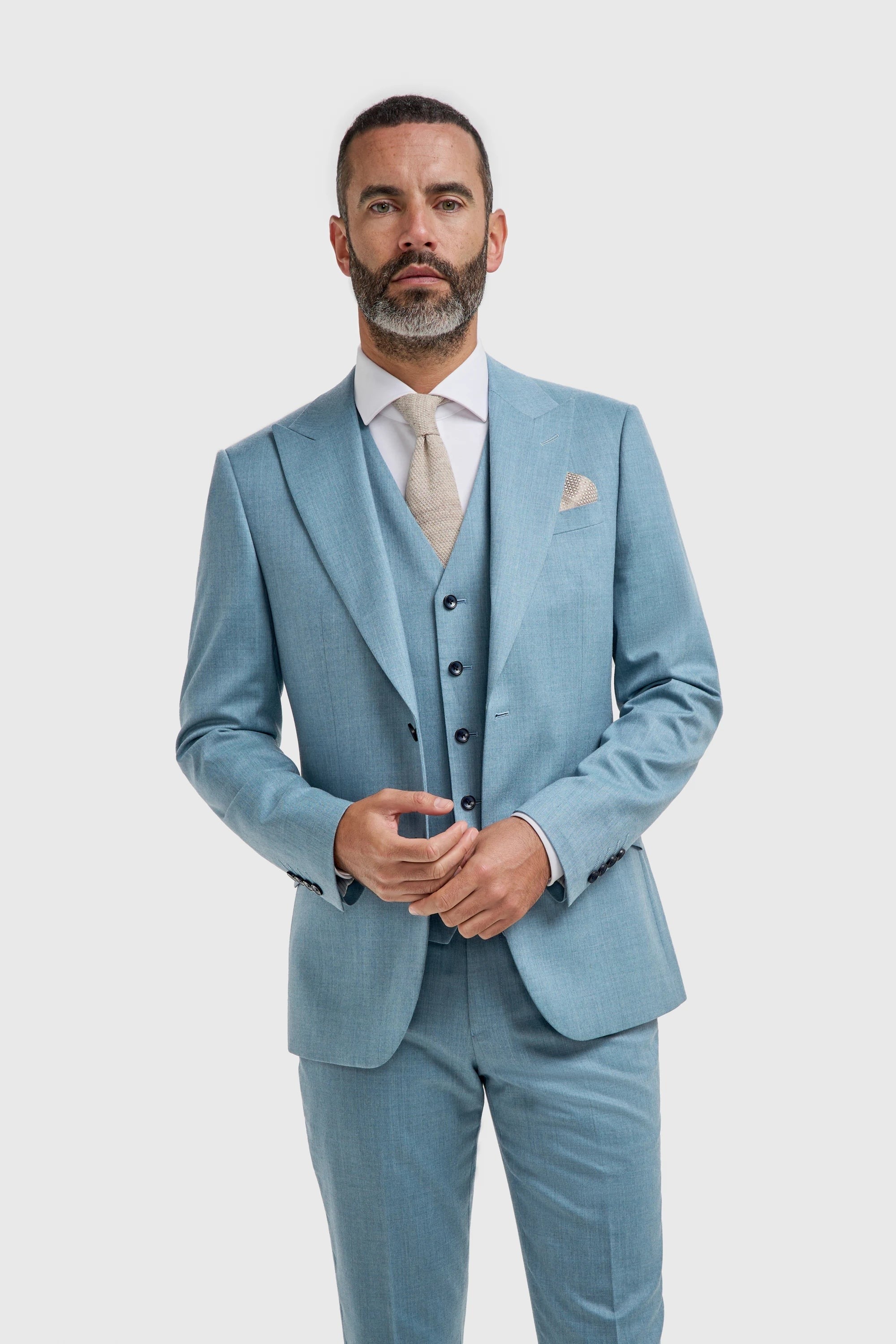 James - Blazer da uomo azzurro testurizzato
