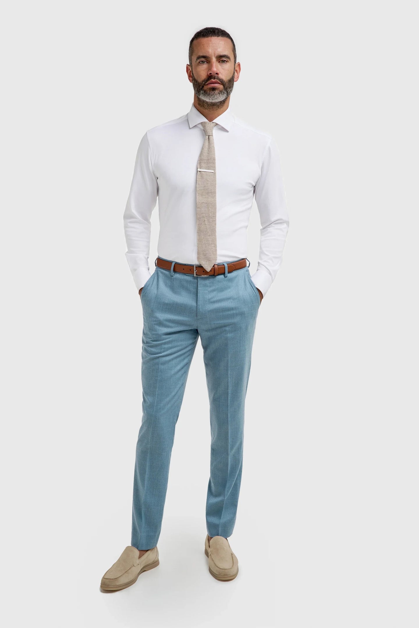 James - Pantaloni da uomo azzurri testurizzati