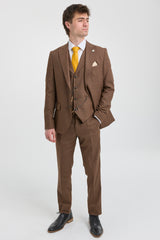 Abito da uomo James, 3 pezzi, marrone chiaro, vestibilità classica