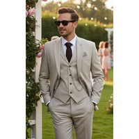 James - Abito da uomo su misura, 3 pezzi, color crema