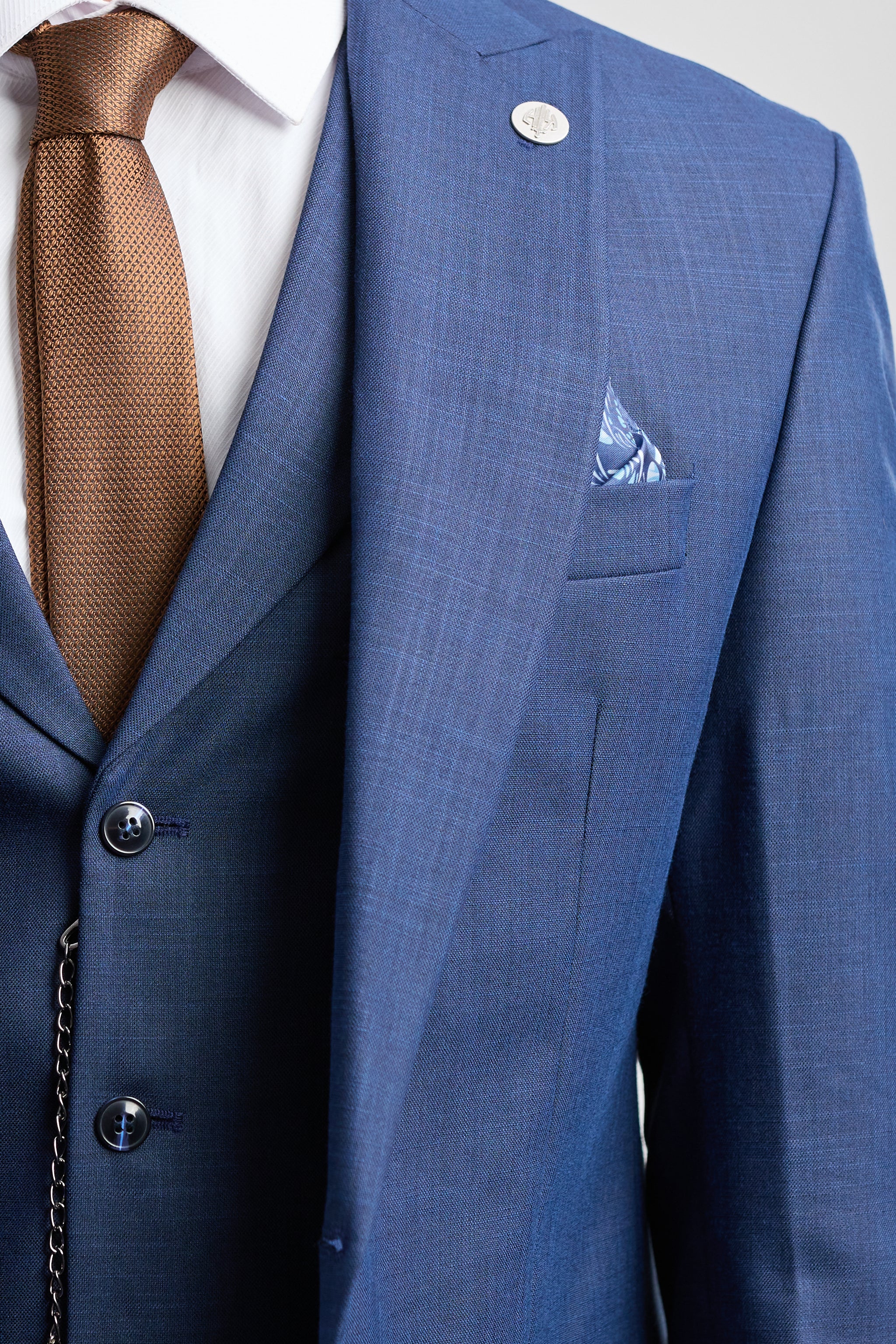 Abito su misura James da uomo, 3 pezzi, blu navy