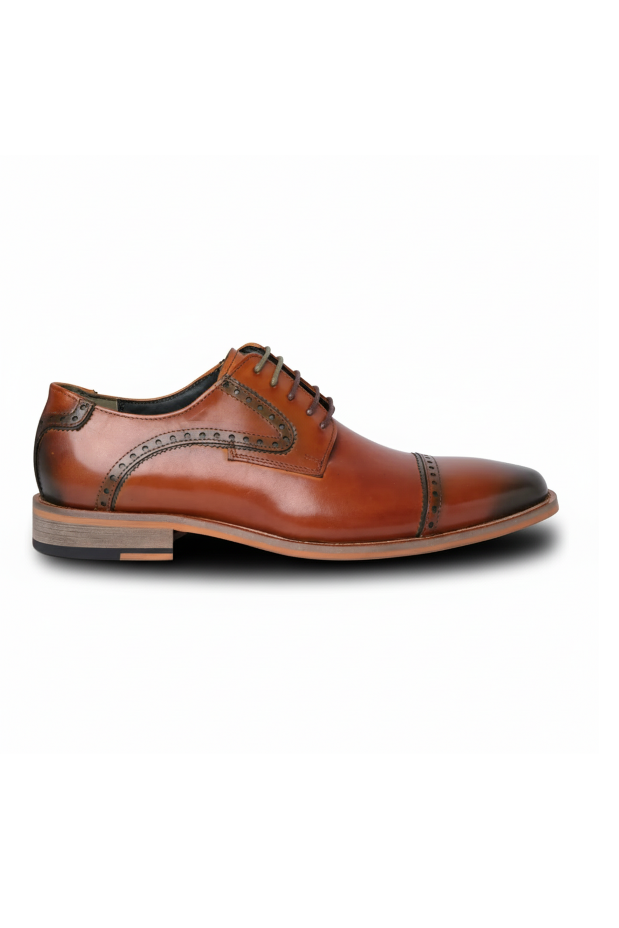 Jenson - Scarpe Oxford stringate in pelle marrone da uomo