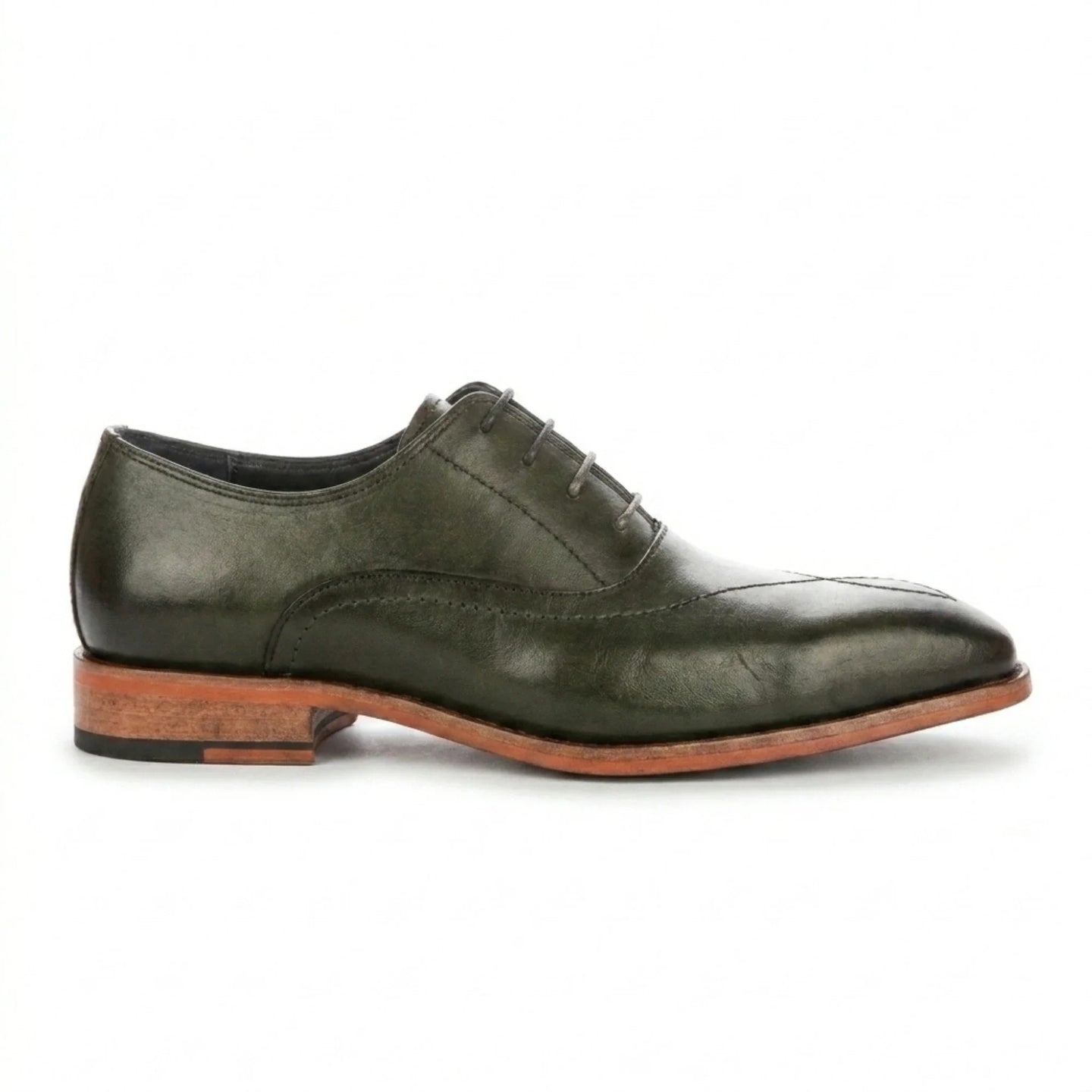 Jett - Scarpe Oxford da uomo verde scuro con punta rinforzata e cuciture a croce
