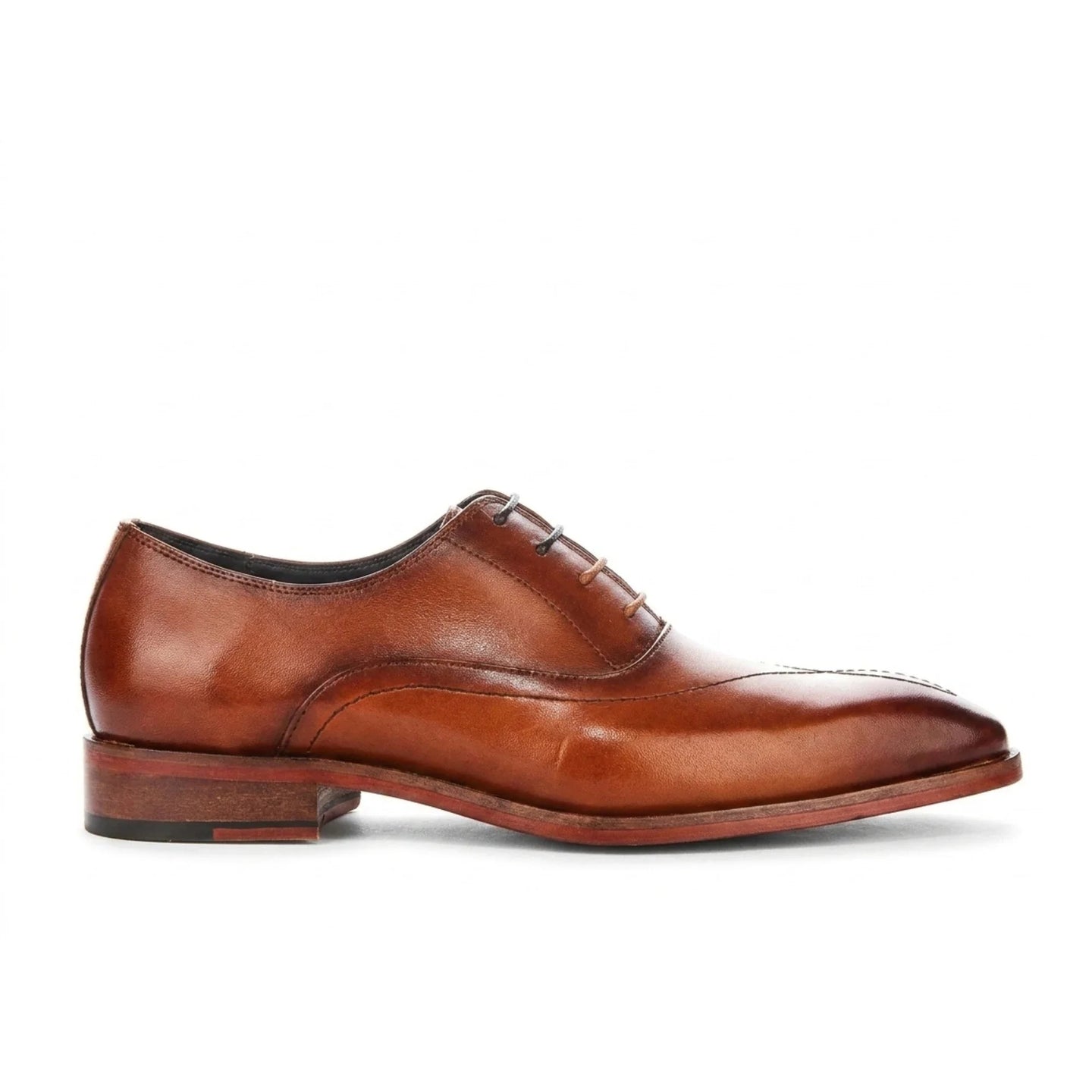 Jett - Scarpe Oxford da uomo color cuoio con punta rinforzata e cuciture incrociate