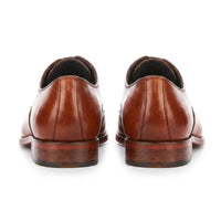 Jett - Scarpe Oxford da uomo color cuoio con punta rinforzata e cuciture incrociate