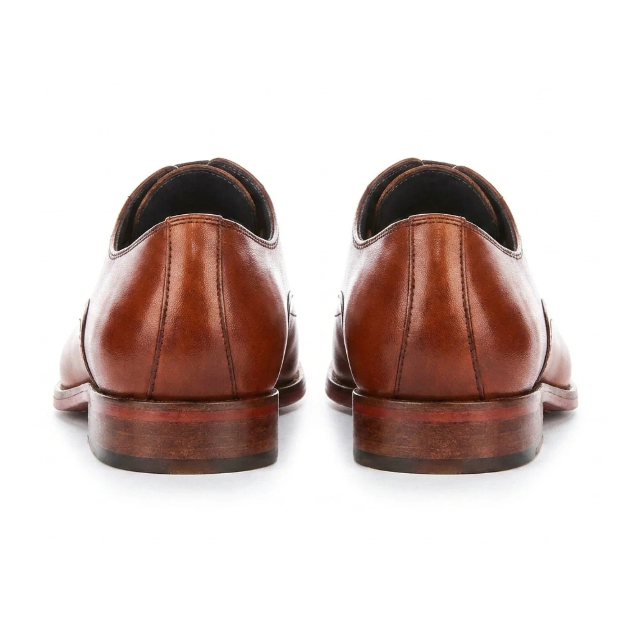 Jett - Scarpe Oxford da uomo color cuoio con punta rinforzata e cuciture incrociate