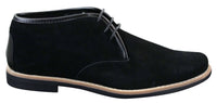 Elong K16 Mens Suede Low Ankle Chelsea Boots Laced Dessert Chukka Shoes Leather Inner Black