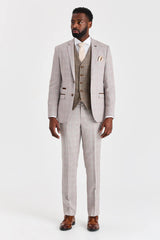 Abito Leo Beige con gilet a contrasto in tweed Harris Brown.