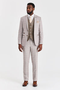 Abito Leo Beige con gilet a contrasto in tweed Harris Brown.