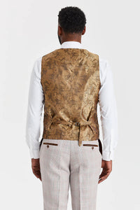 Abito Leo Beige con gilet a contrasto in tweed Harris Brown.