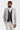 Abito Leo Beige con gilet in tweed blu navy Harris