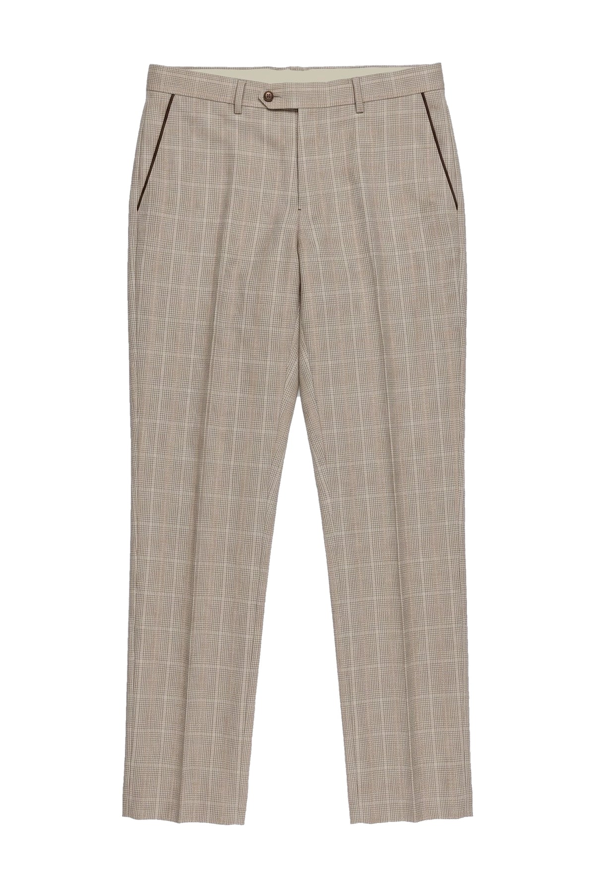 Leo - Pantaloni a quadri beige da uomo