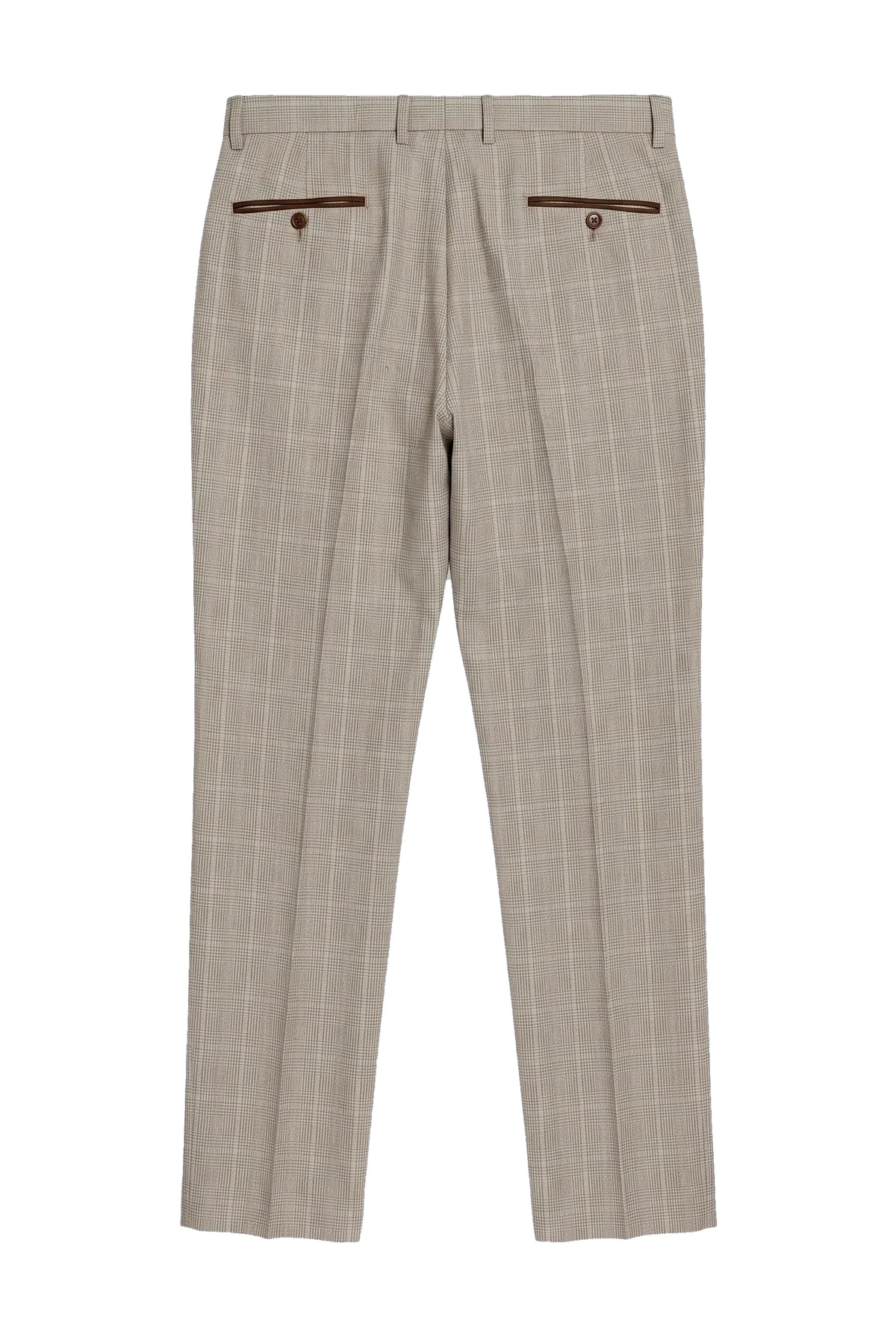 Leo - Pantaloni a quadri beige da uomo