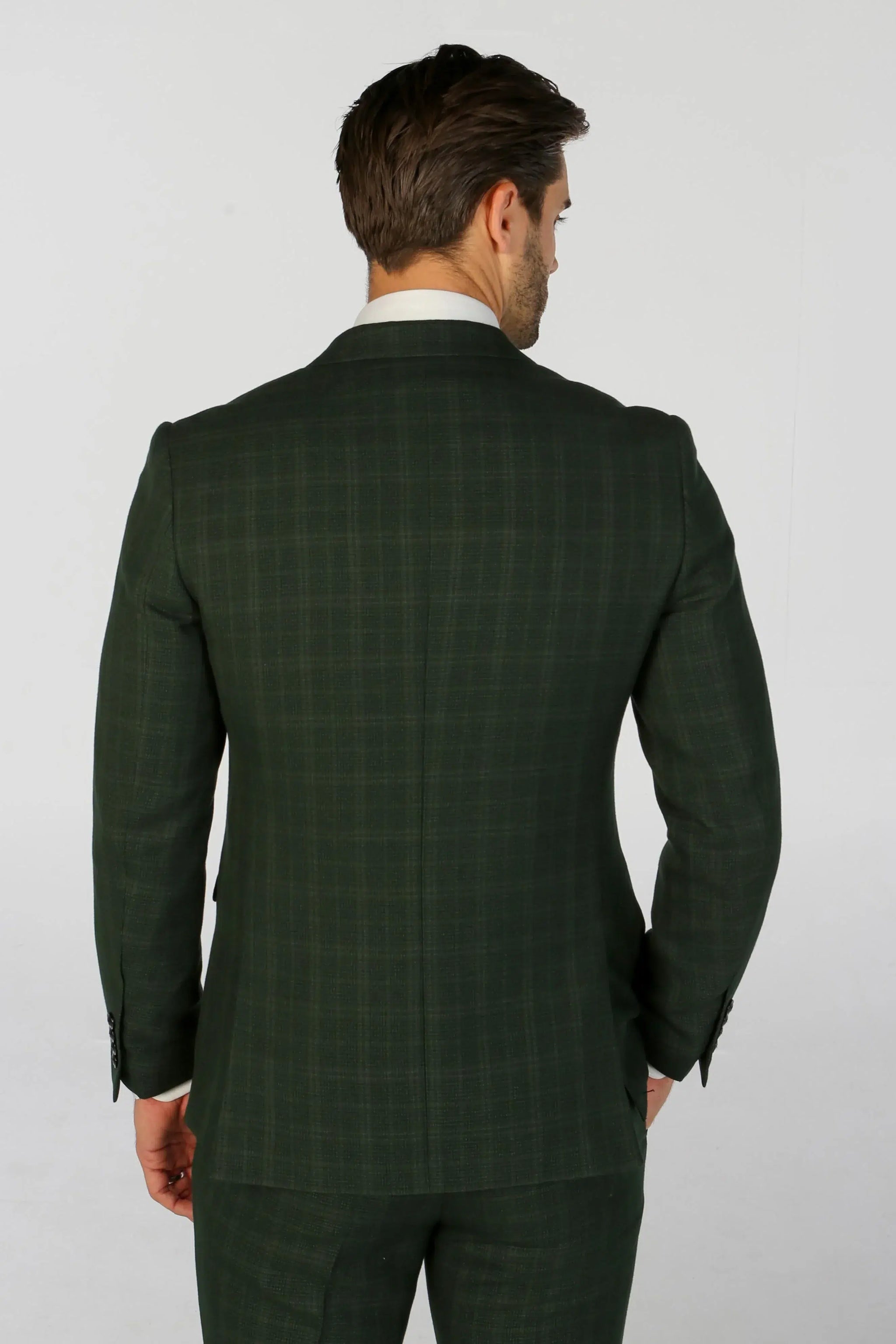 Leo - Men's Green 3 Piece Checked Tailored Fit Suit