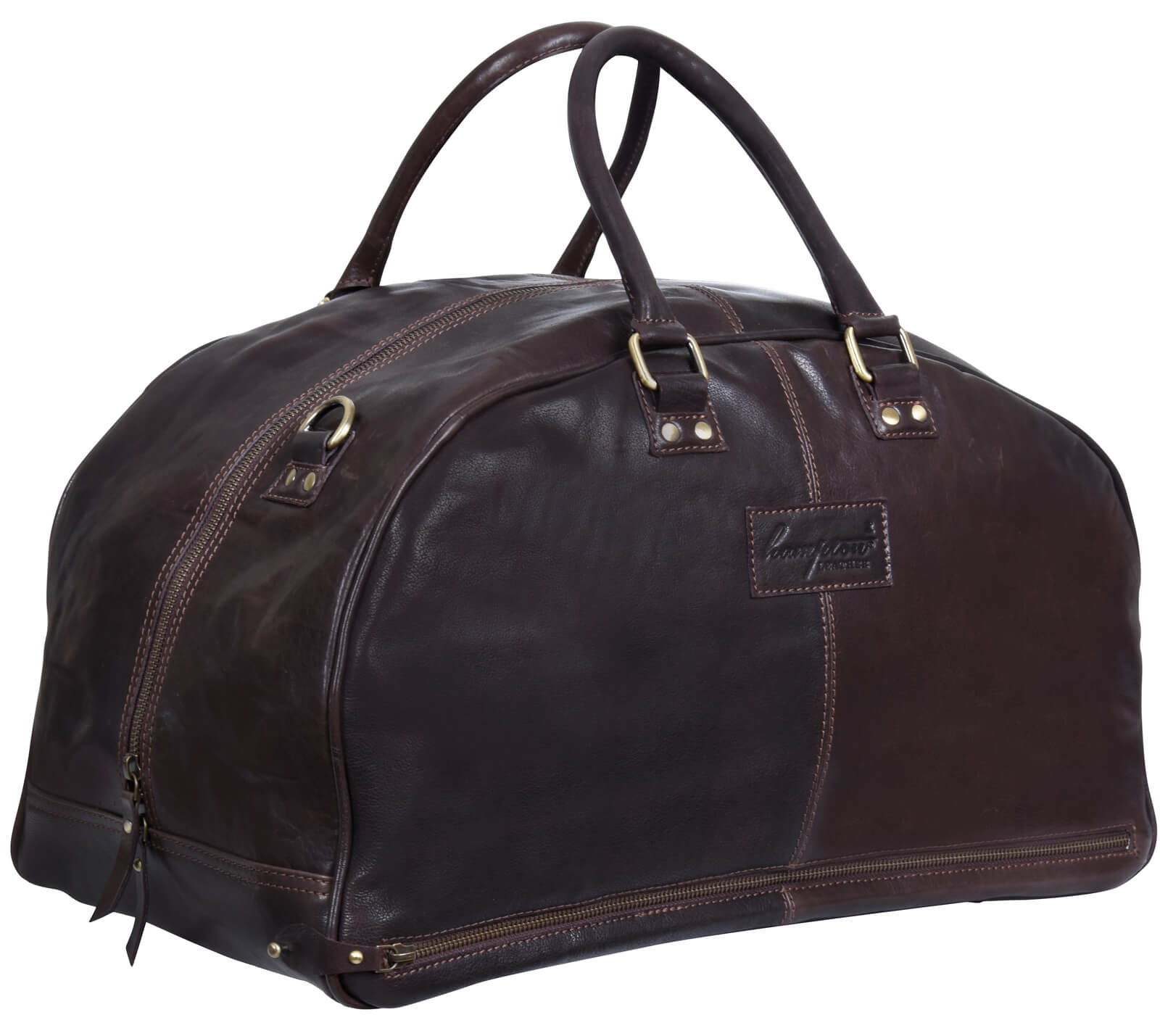 Mens Hand Made Real Leather Travel Bag - Brown