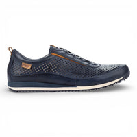 Liverpool - Sneakers slip-on da uomo in pelle blu con elastico