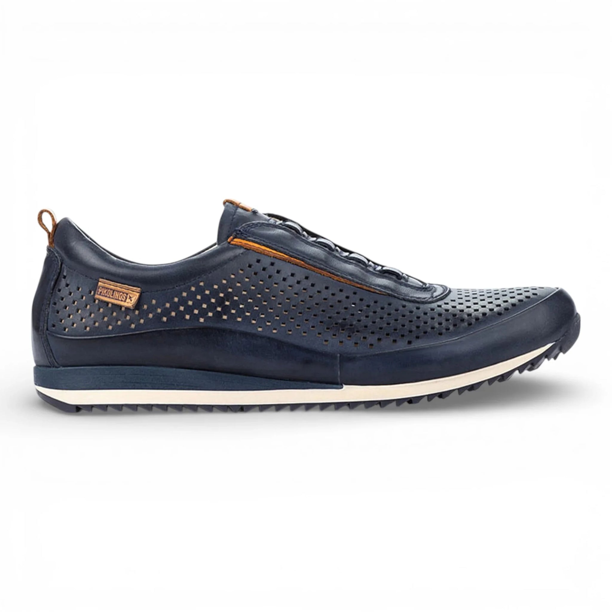 Liverpool - Sneakers slip-on da uomo in pelle blu con elastico