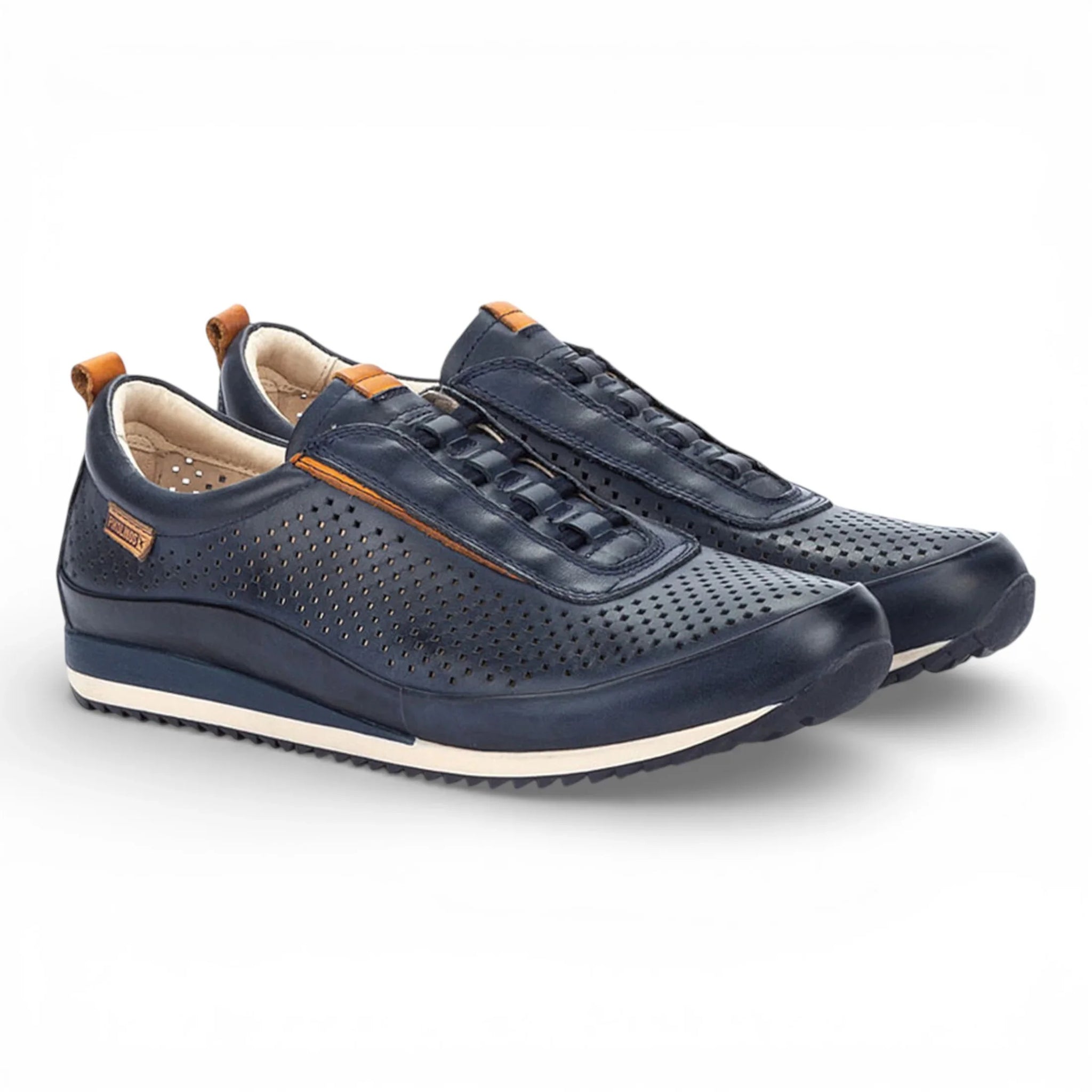 Liverpool - Sneakers slip-on da uomo in pelle blu con elastico
