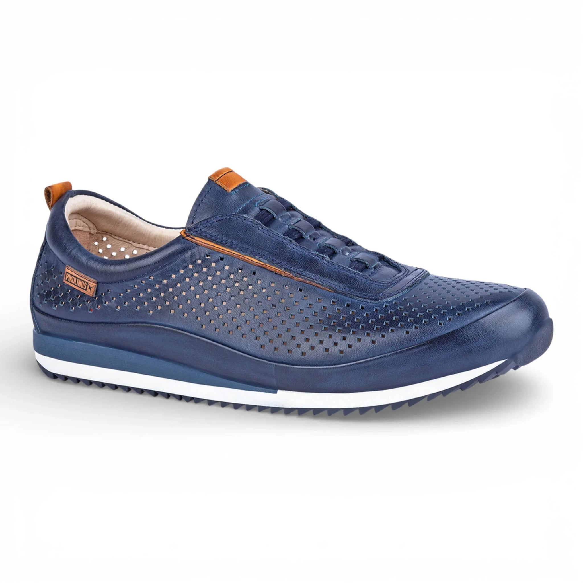 Liverpool - Sneakers slip-on da uomo in pelle blu con elastico