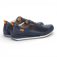 Liverpool - Sneakers slip-on da uomo in pelle blu con elastico