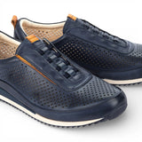 Liverpool - Sneakers slip-on da uomo in pelle blu con elastico