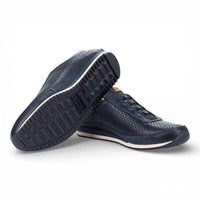 Liverpool - Sneakers slip-on da uomo in pelle blu con elastico