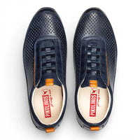 Liverpool - Sneakers slip-on da uomo in pelle blu con elastico