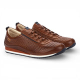 Liverpool - Sneakers slip-on da uomo in pelle marrone con elastico