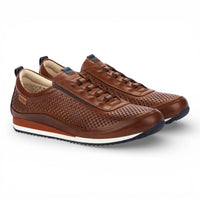 Liverpool - Sneakers slip-on da uomo in pelle marrone con elastico
